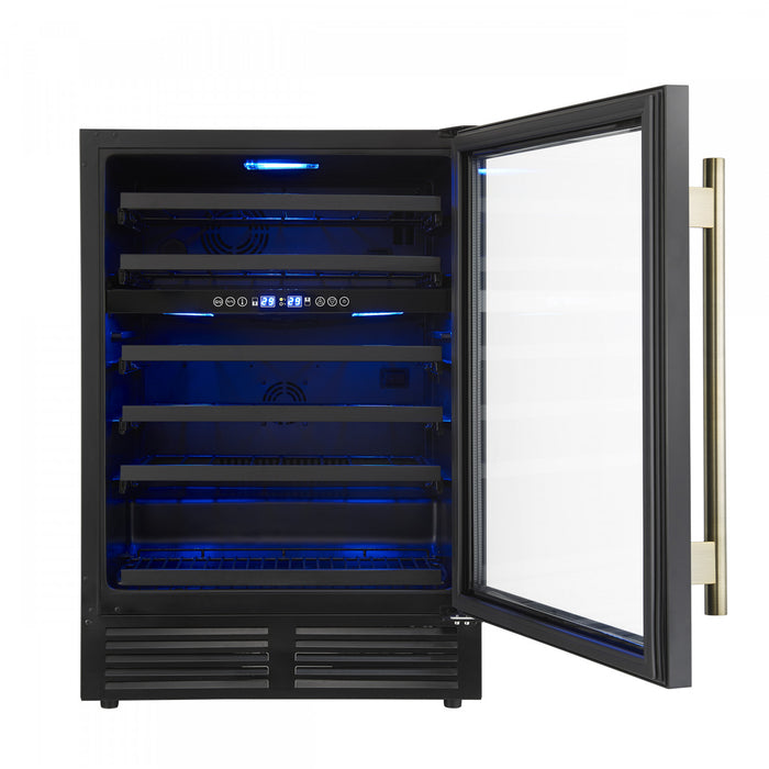 Forno Bacchino 24\" Wine Cooler, Black,51 Bottle Capacity, Built-In or Freestanding-FWCDR6634-24BLK