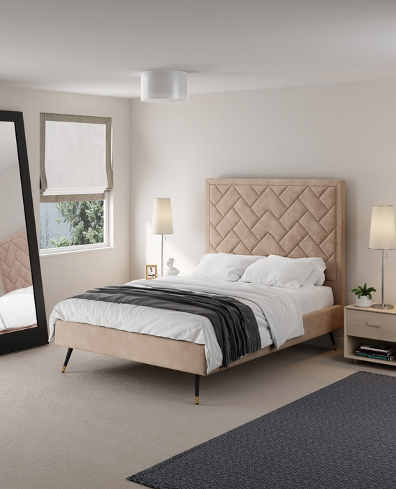 Crosby Modern Upholstered Velvet Full Bed in Nude