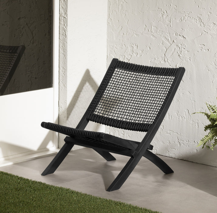 Agave Wood Woven Rope Lounge Chair - Black