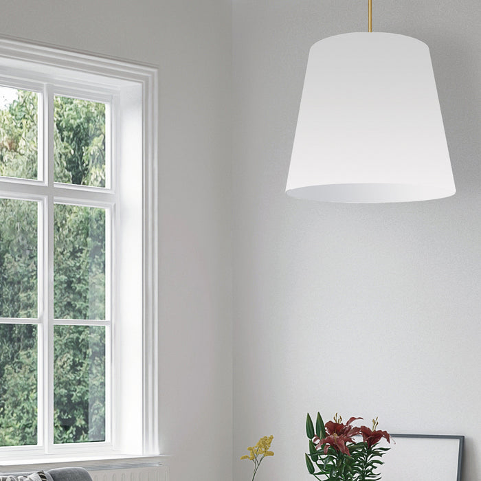 Dainolite Oversized Drum 1 Light Pendant tapered Drum Large White Shade Lamp