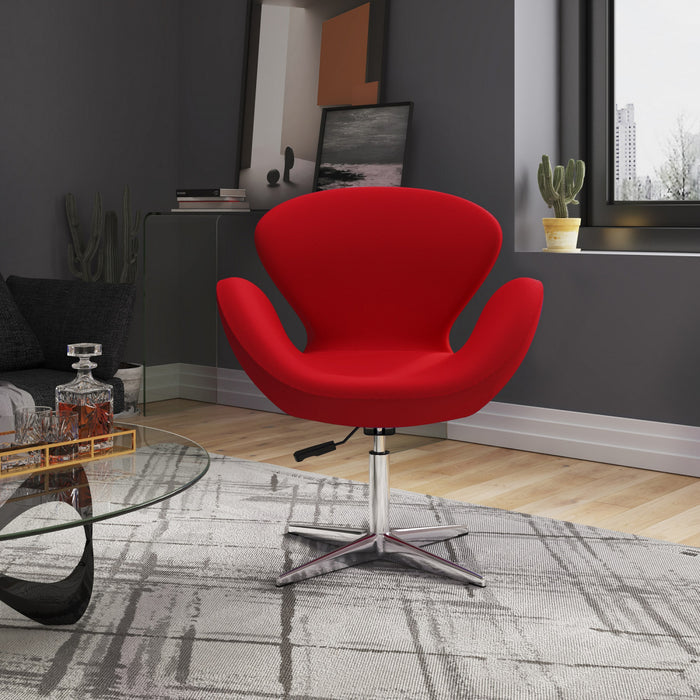 Raspberry Modern Upholstered Swivel Lounge Chair in Red - Set of 2 Accent Chair