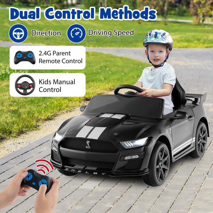 Costway 12v Licensed Ford Mustang Shelby Gt500 Kids Ride On Car With Remote Control Black