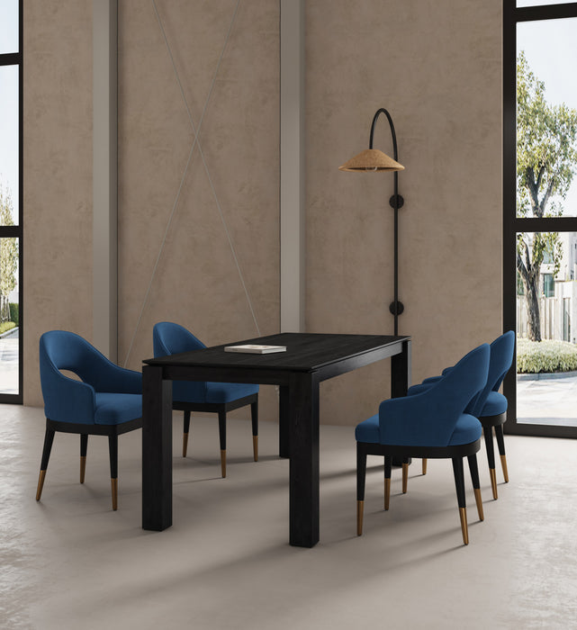 Carrington and Rockaway Modern Industry Chic 5-Piece Dining Set in Midnight Blue and Black