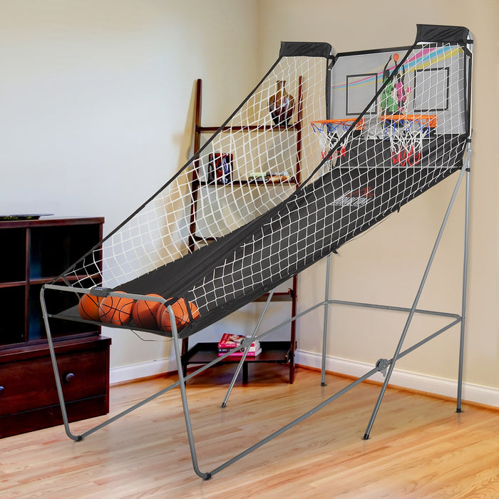 Homcom Double Shots Arcade Basketball System Foldable Two Player Basketball