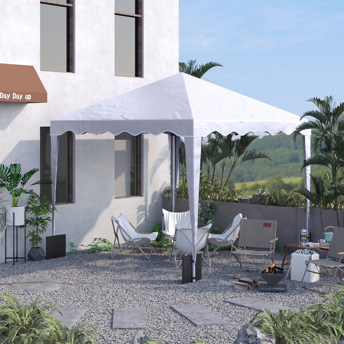 Outsunny 10' X 10' Pop Up Canopy Tent, Instant Shelter With Adjustable Height, Garden Outdoor Party Tent With Carry Bag, White