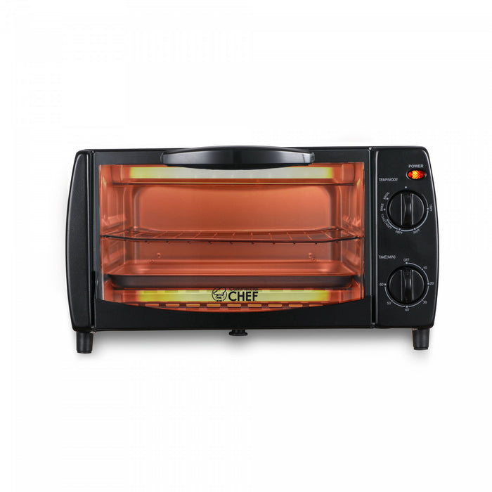 CHK Series Commercial Chef 4-Slice 10L Toaster Oven, 1000W, CHTO40B, Black