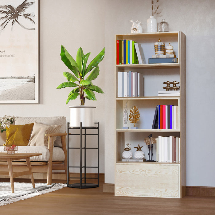 HOMCOM Heavy-Duty 360° Rotating Shelf Multifunction Organizer Storage White Oak