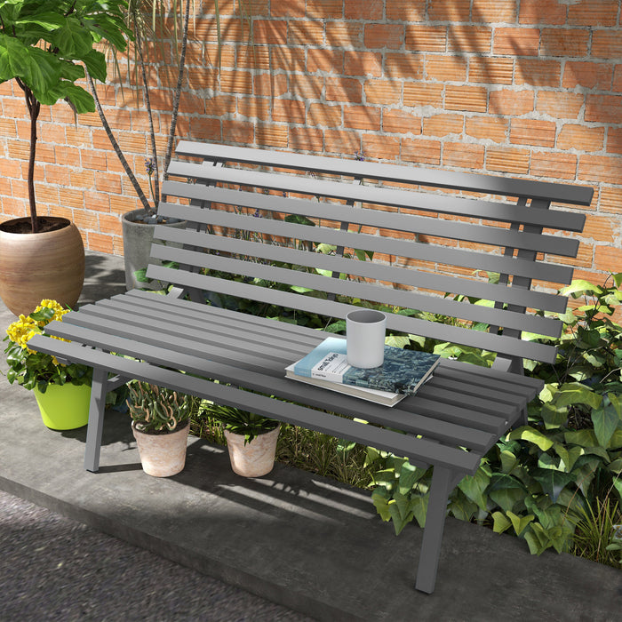 Outsunny 48.5\" Garden Bench, Lightweight Aluminum Patio Bench, Grey