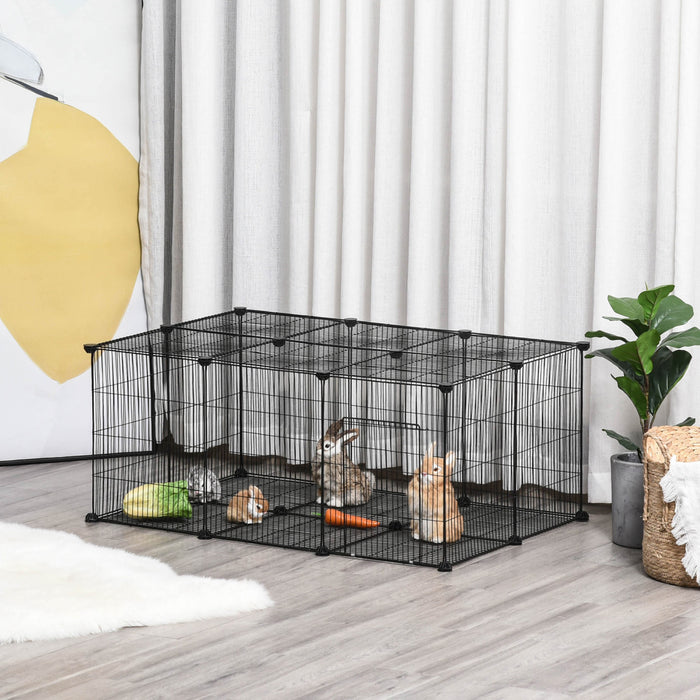 Pawhut Pet Playpen Small Animal Cage 22 Panels, Portable Metal Wire Fence With Door For Bunny Guinea Pig Chinchilla Hedgehog, Each Panel Size 13.8\" X 17.7\"
