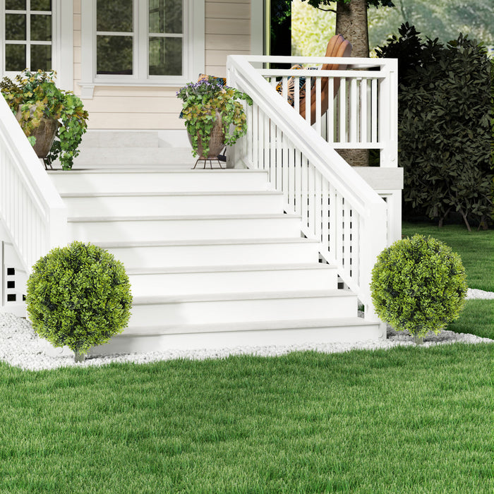 HOMCOM 2PC Artificial Boxwood Topiary Balls, Fake Plants with Ground Stake