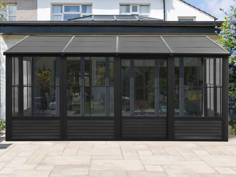 Florence - Wall Mounted Solarium 8x16 Metal Roof In Black