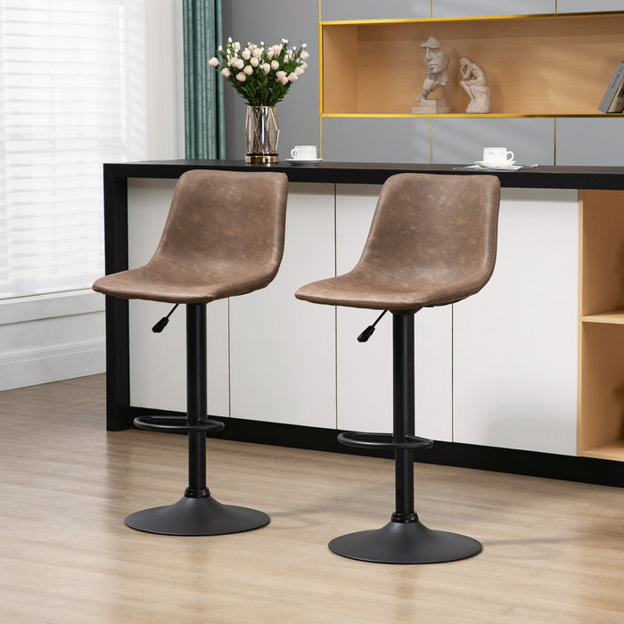 HOMCOM 2pc Adjustable Counter Height Bar Stools Kitchen Counter Stool Brown