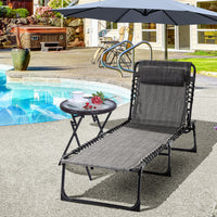 Outsunny Folding Lounge Chair, Reclining Tanning Chair With Adjustable Back