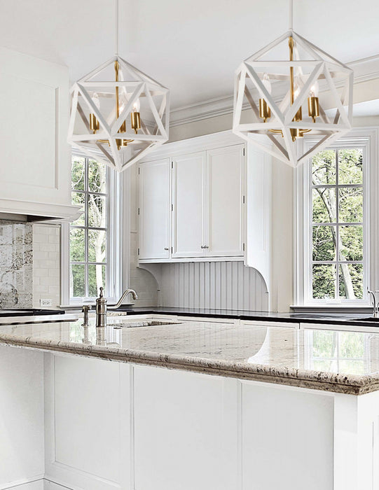 Dainolite Archello 3 Light Chandelier Matte White Vintage Bronze Accents Lamp