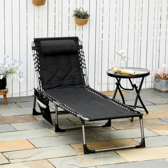 Outsunny Outdoor Lounge Chair, Folding Chaise Lounge Black