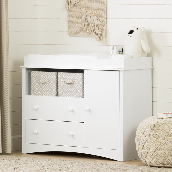 Peek-a-boo Changing Table With Drawers And Open Storage - Pure White 
