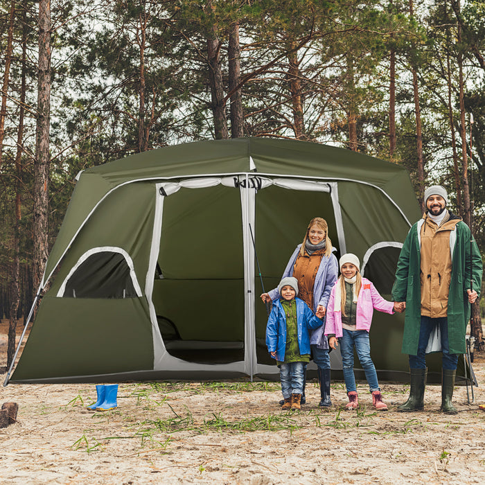 Outsunny Camping Tent Family Tent 4-8 Person With 2 Room And Mesh Windows