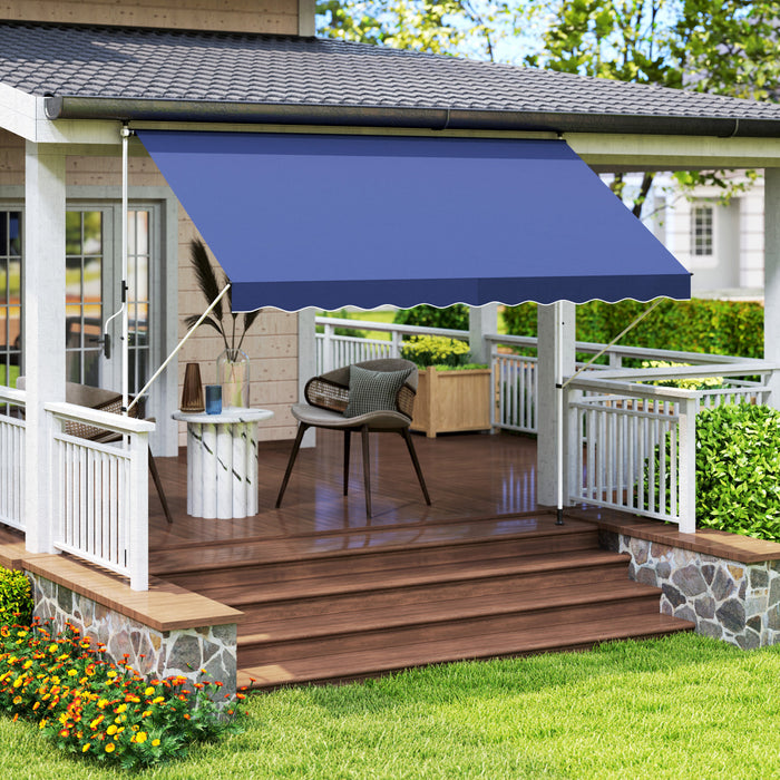 Outsunny 10x5ft Retractable Awning, Sun Shade Canopy Shelter, Navy Blue
