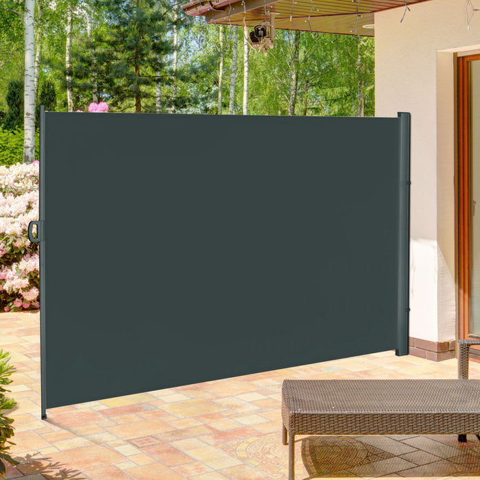 Outsunny 118\" X 79\" Retractable Side Awning Patio Outdoor Folding Privacy Screen With Resistance To Uv Rays & Wind, Grey