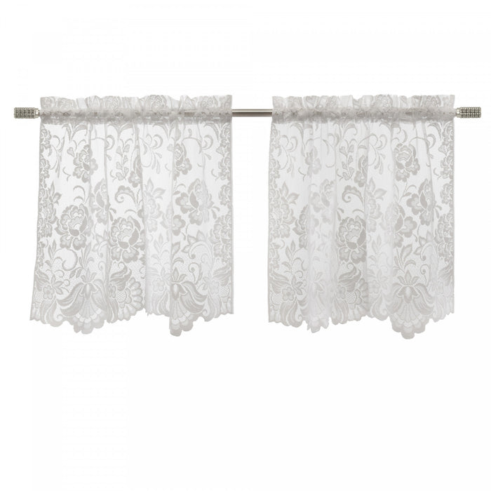Habitat Limoges White Sheer Rod Pocket Curtain Tiers - 55 x 36