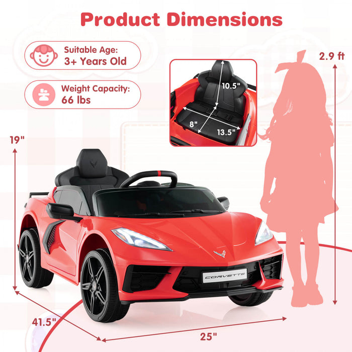 Costway 12v Electric Kids Ride On Car With Remote Control Wireless Connection Lights Red