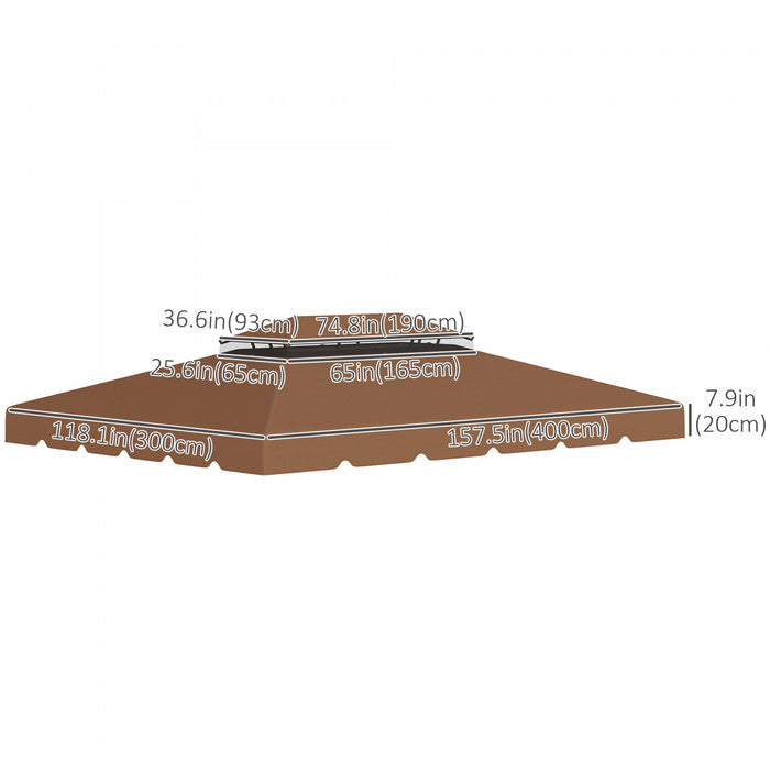 Outsunny 13.1' X 9.8' Gazebo Replacement Canopy, Gazebo Top Cover With Double Vented Roof For Garden Patio Outdoor (top Only), Coffee