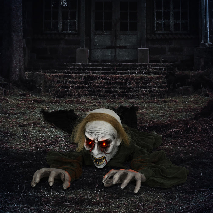 Homcom 66\" Halloween Outdoor Decoration Crawling Zombie, Sound Activated