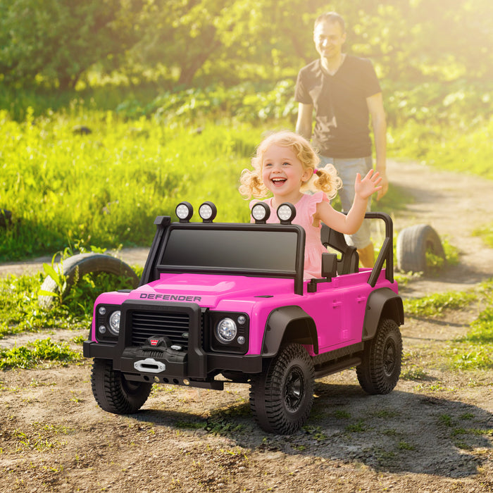 Qaba Land Rover Licensed Electric Car For Kids, 12v 7ah Battery Powered Ride On Truck With Remote Control, Spring Suspension, 3 Speeds Electric Vehicle For Age 3-5, Pink