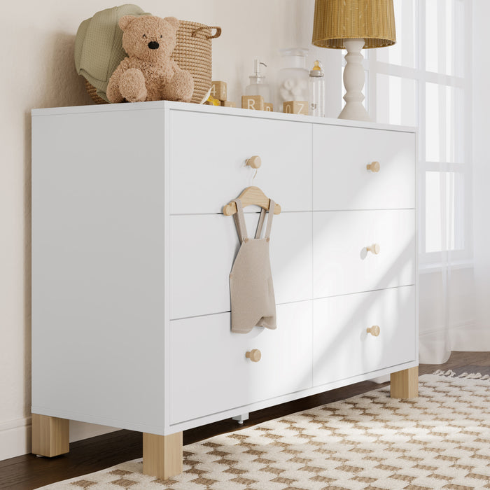 Storkcraft California 6 Drawer Dresser - White/Driftwood