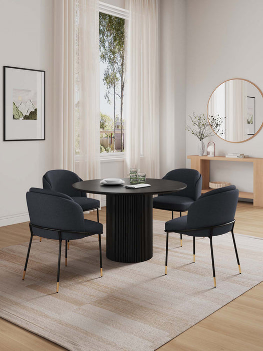 Flor and Hathaway Modern Industry Chic 5-Piece Dining Set in Black