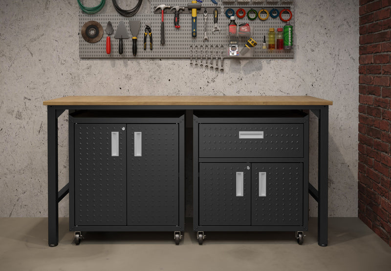 Fortress Modern 3-Piece Garage Set in Charcoal Gray Garage Storage