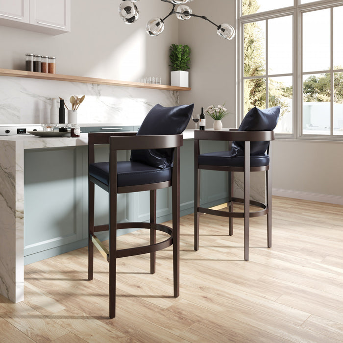 Ritz Mid-Century Modern Wood Upholstered Counter Stool in Black - Set of 3