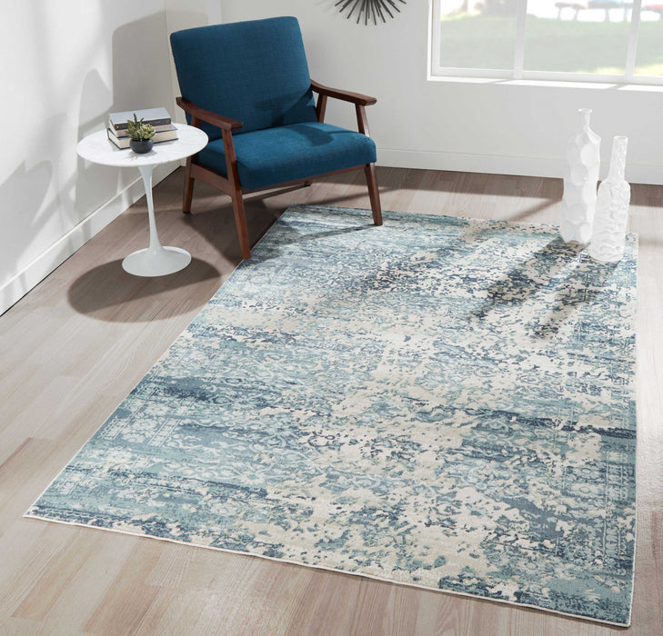 Delphine Traditional 7'9\" x 9'10\" Area Rug in Blue Indoor Area Rug