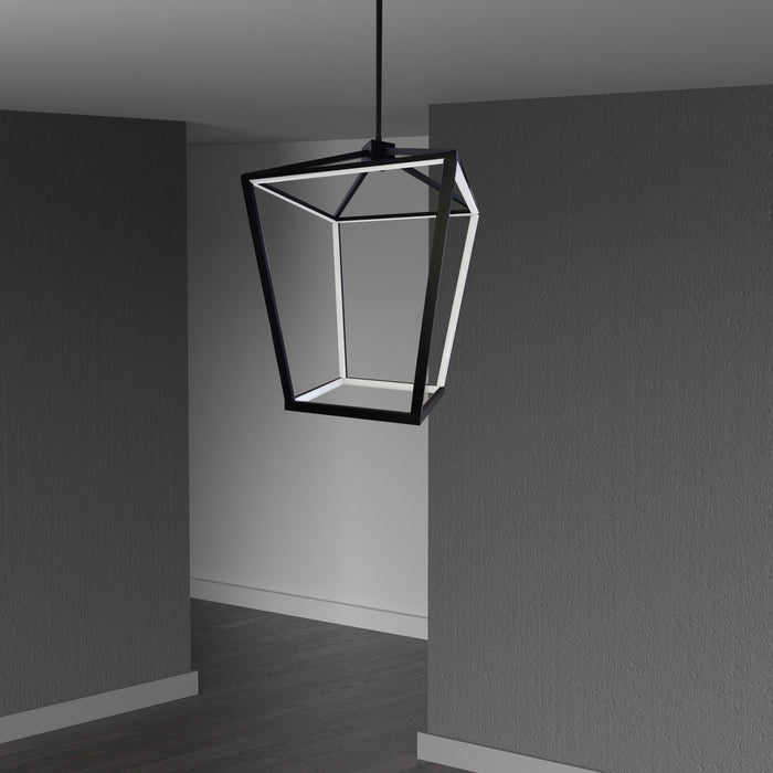 Dainolite Cage LED Pendant 46w Matte Black Finish White Diffuser Lamp