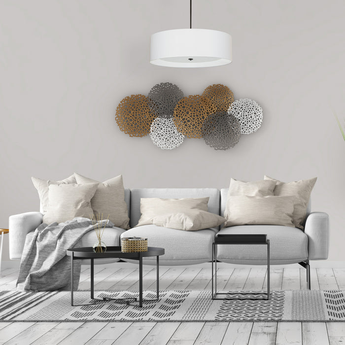 Dainolite Helena 4 Light Pendant 30\" Dia Matte Black Finish White Shade White Diffuser Lamp