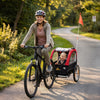 Qaba Bike Trailer for Kids, Baby Bicycle Trailer with 16" Rubber Wheels, 5-Point Harness, Storage Pocket, Waterproof Cover, Safety Flag, Reflectors, for 18+ Months, Red