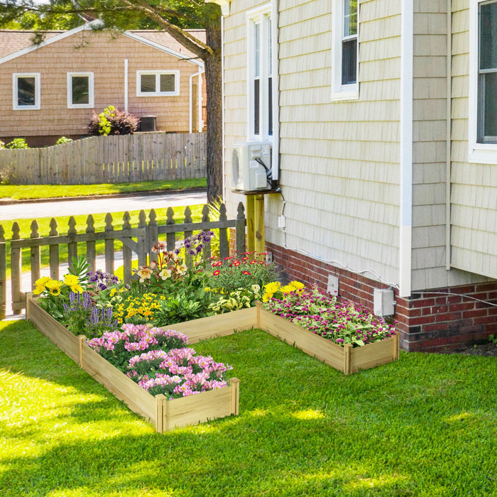 Outsunny Diy Five-box Raised Garden Bed, Wooden Planters For Outdoor Plants, Vegetables, Flowers, Herbs, Easy Assembly