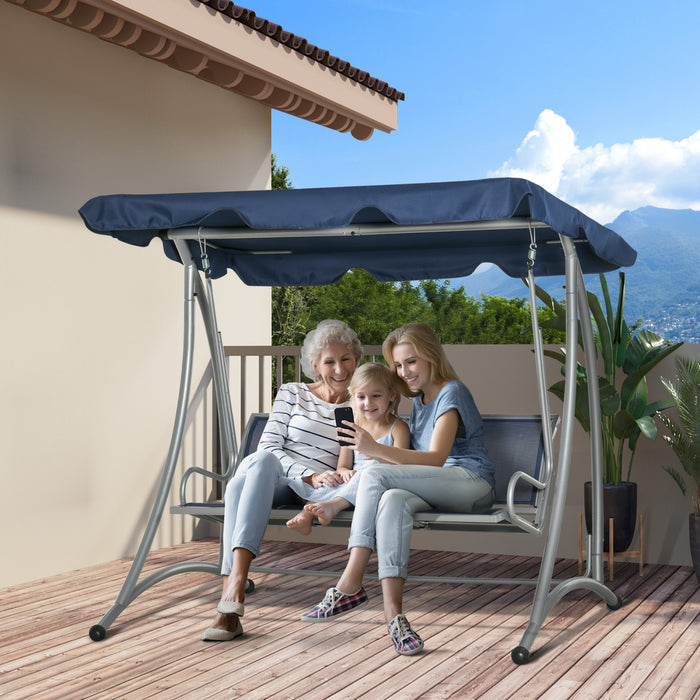 Outsunny 3 Person Patio Swing Bench Seats With Adjustable Canopy