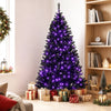 HOMCOM 6ft Pre-lit Black Christmas Tree with 680 Purple LED Lights, Black