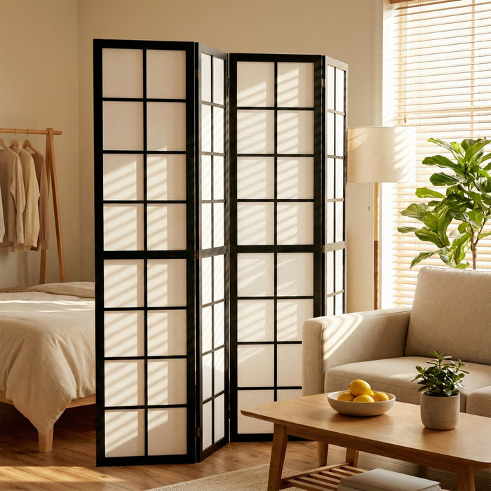 HOMCOM 4 Panel Room Divider, 5.6 ft Folding Privacy Screen, Black