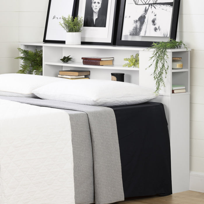 Vito Bookcase Headboard With Storage - Pure White 