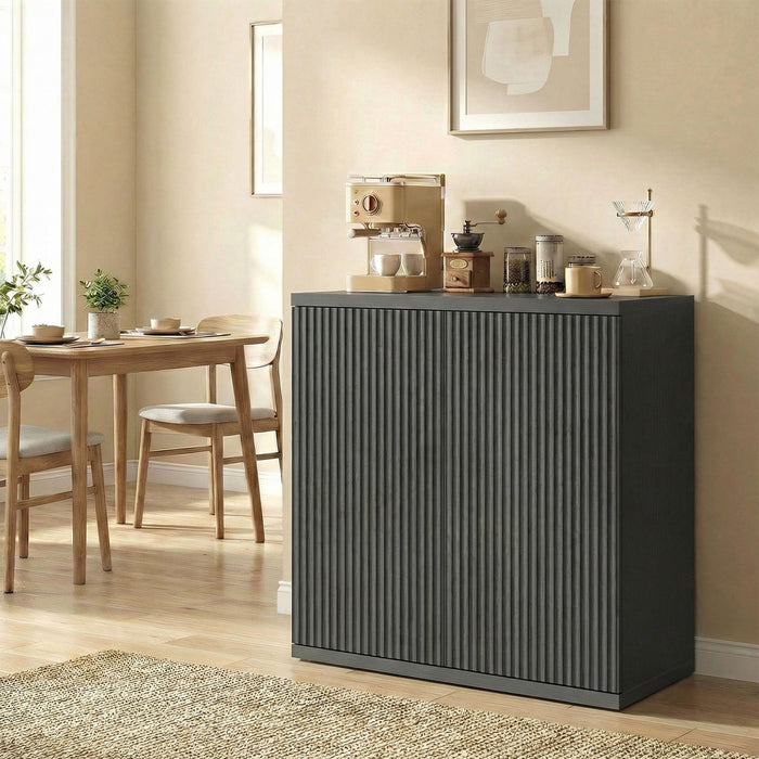 HOMCOM Sideboard Cabinet, Kitchen Cabinet with Soft-Close Door, Black Grey