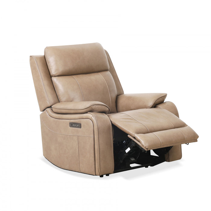 Marlow 37 in. Leather Match Power Glider Recliner with USB/USB-C - Taupe