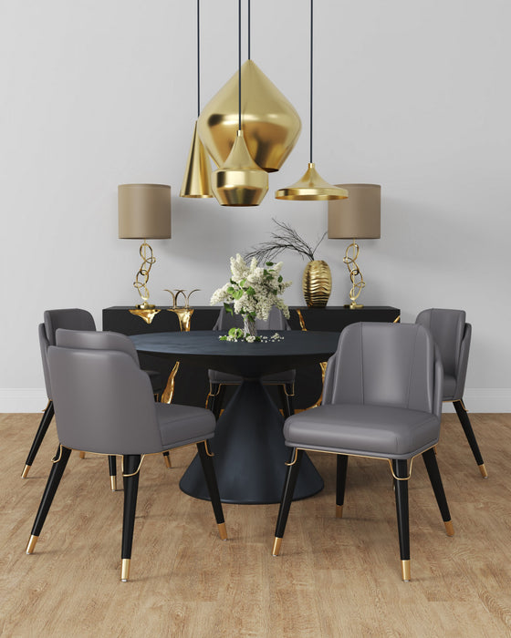 Estelle Modern Vegan Leather Wood Dining Chair in Graphite - Set of 2