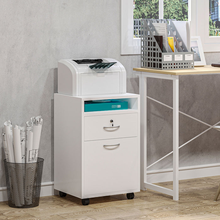 Homcom Mobile Filing Cabinet With Lockable Drawer