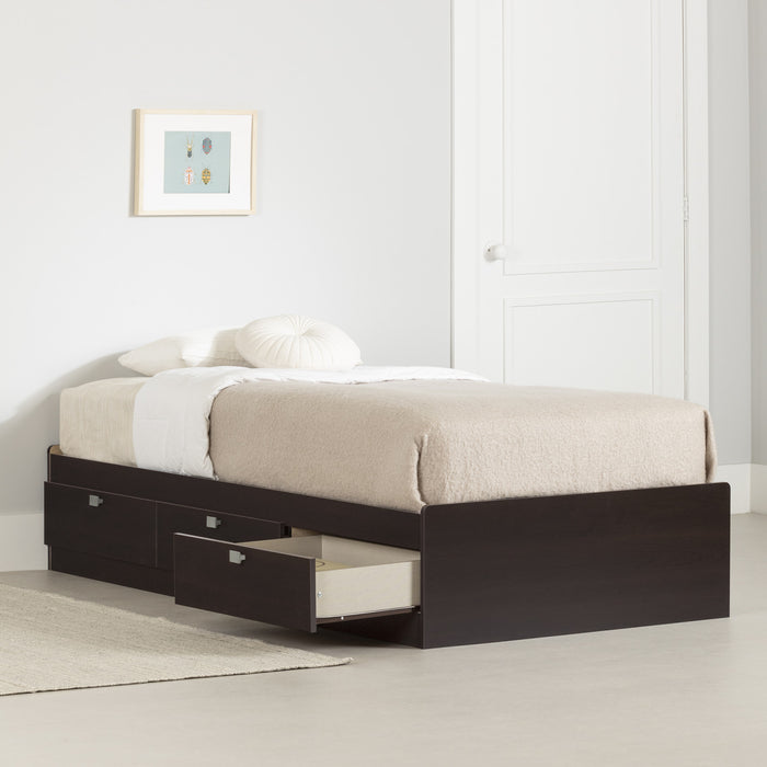 Spark Mate's Platform Storage Bed With 3 Drawers - Chocolate 