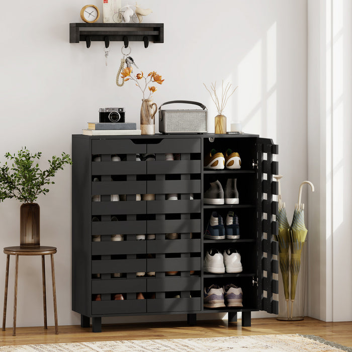 HOMCOM Shoe Cabinet, Shoe Storage Cabinet for 20 Pair of Shoes, Black