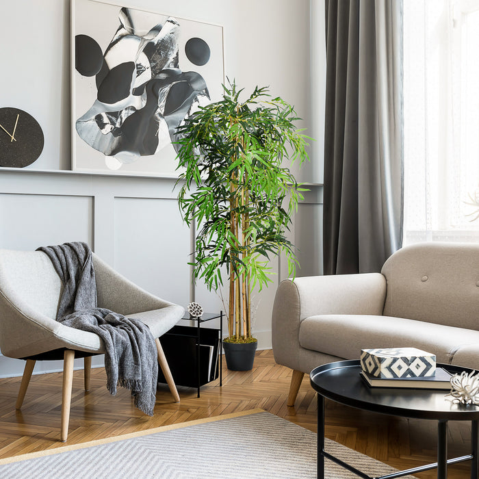 HOMCOM 5FT Artificial Bamboo Tree in Nursery Pot with 1095 Leaves Green