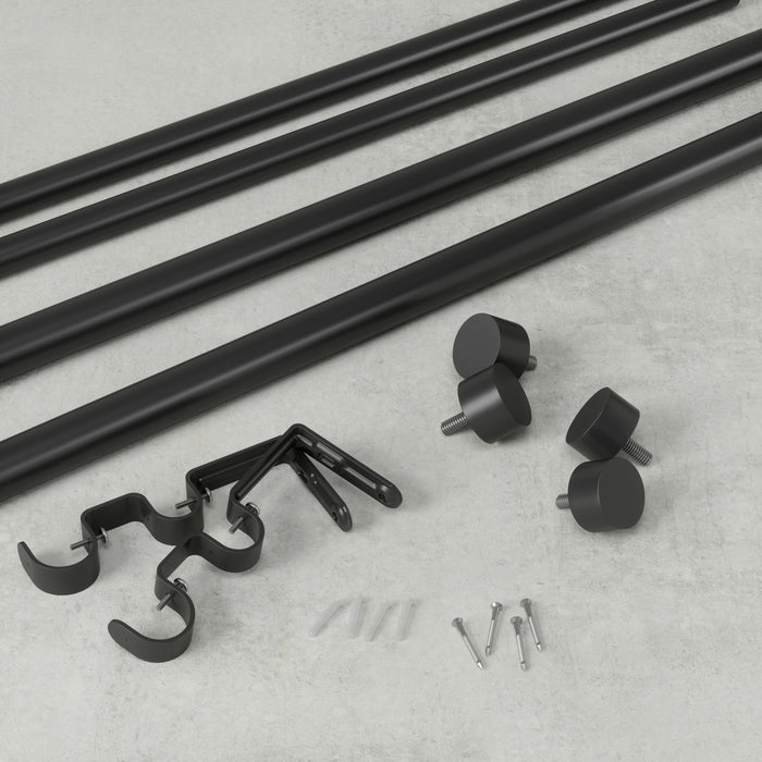 Umbra Cappa Brushed Black Expandable Double 1\" Curtain Rod - 36\"-66\" 