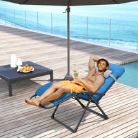 Outsunny Padded Zero Gravity Chair, Folding Recliner Chair, Navy Blue